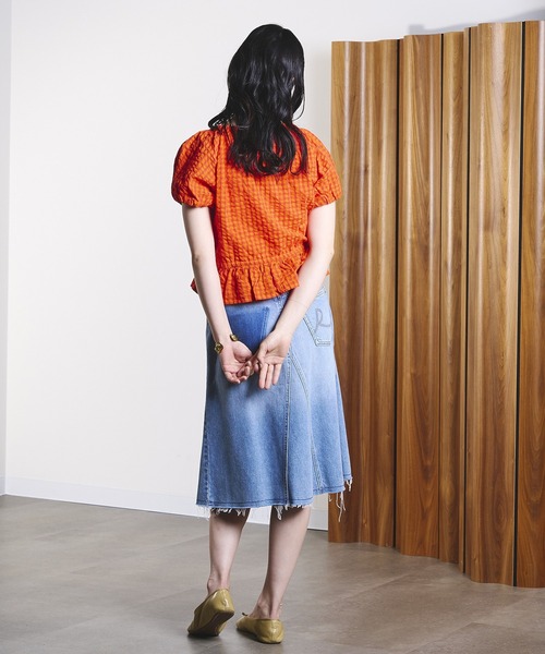 ROSE BUD(ローズバッド)の「GINGHAM PUFF SLEEVE TOP(シャツ/ブラウス・レディース・ブラック/オレンジ・ONE SIZE)」の16枚目の写真