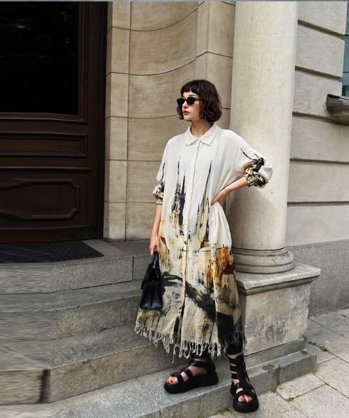 antiqua（アンティカ）の「ダブルガーゼ シャツワンピース（シャツワンピース・レディース・その他・ONESIZE）」の2枚目の写真
