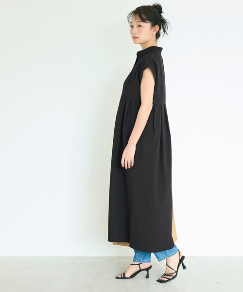 coca(coca)(コカ)の「サッカータック切替シャツワンピース(シャツワンピース・レディース・ストライプ/ブラック・L/M/S)」の5枚目の写真