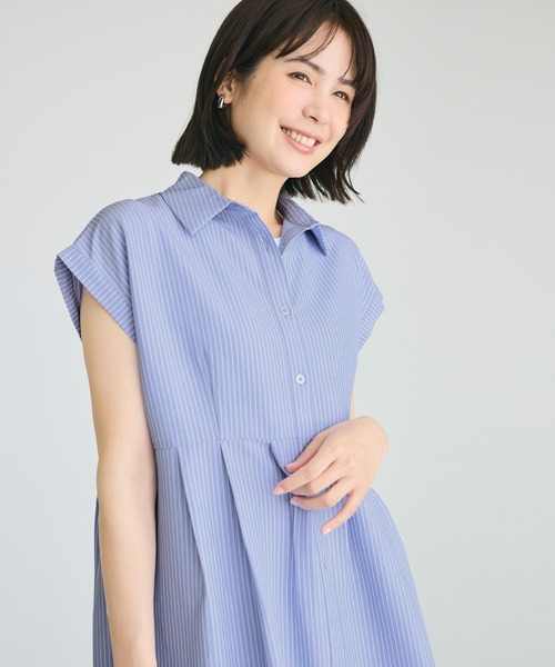 coca(coca)(コカ)の「サッカータック切替シャツワンピース(シャツワンピース・レディース・ストライプ/ブラック・L/M/S)」の12枚目の写真