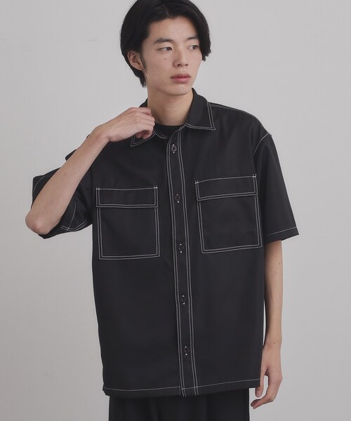 tk.TAKEO KIKUCHI（ティーケータケオキクチ）の「配色ステッチシャツ（シャツ/ブラウス・メンズ・ブルーグリーン/ブラック/ナチュラル・04/03/02）」の4枚目の写真