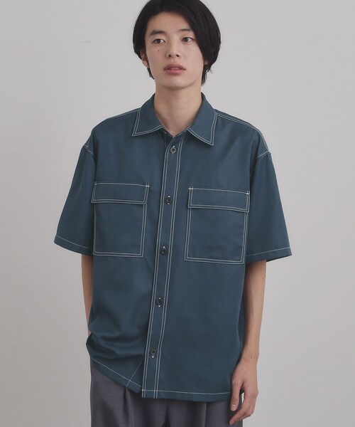 tk.TAKEO KIKUCHI（ティーケータケオキクチ）の「配色ステッチシャツ（シャツ/ブラウス・メンズ・ブルーグリーン/ブラック/ナチュラル・04/03/02）」の12枚目の写真
