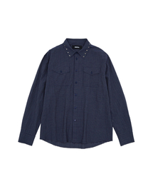 STUDDED CHECK SHIRT [NAVY]