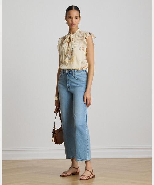 LAUREN RALPH LAUREN(ローレン ラルフ ローレン)の「フローラル ピンタックド タイネック ブラウス(シャツ/ブラウス・レディース・ホワイト・S/M/XS/XXS)」の3枚目の写真