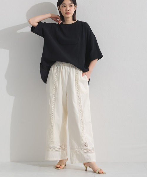 OMNES(オムネス)の「コットンレースイージーパンツ(その他パンツ・レディース・ホワイト/チャコールグレー/ブラック・FREE)」の5枚目の写真