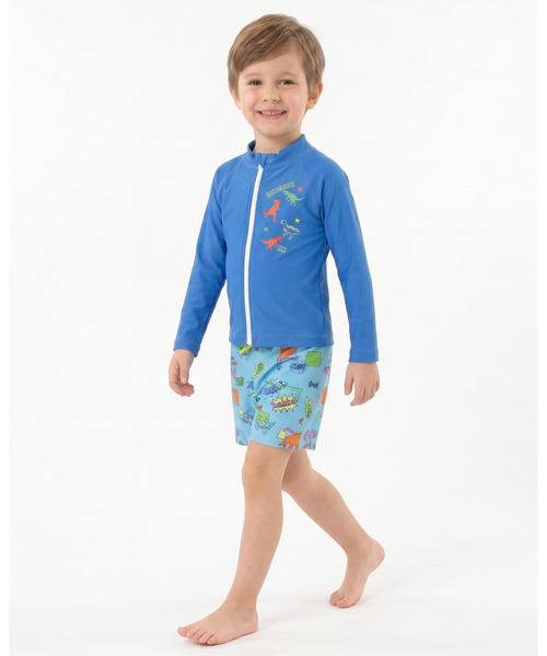 HAKKA KIDS（ハッカキッズ）の「スーパーディノヒーロー／ゲームシャークプリントスイムパンツ（UVカット）（水着・キッズ・グレー/ブルー・M/S）」の5枚目の写真
