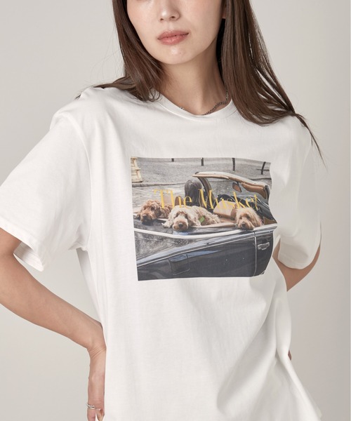 OFROOM(オフルーム)の「Dog Graphic Tee|ドッググラフィックTee(Tシャツ/カットソー・レディース・ホワイト/チャコールグレー/ブラック・FREE)」の2枚目の写真