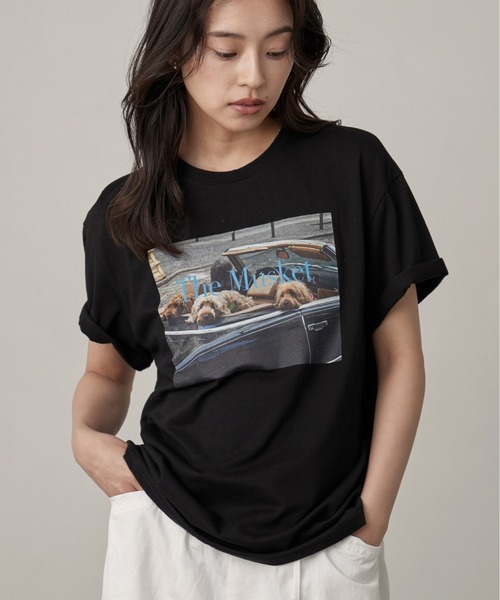 OFROOM(オフルーム)の「Dog Graphic Tee|ドッググラフィックTee(Tシャツ/カットソー・レディース・ホワイト/チャコールグレー/ブラック・FREE)」の4枚目の写真
