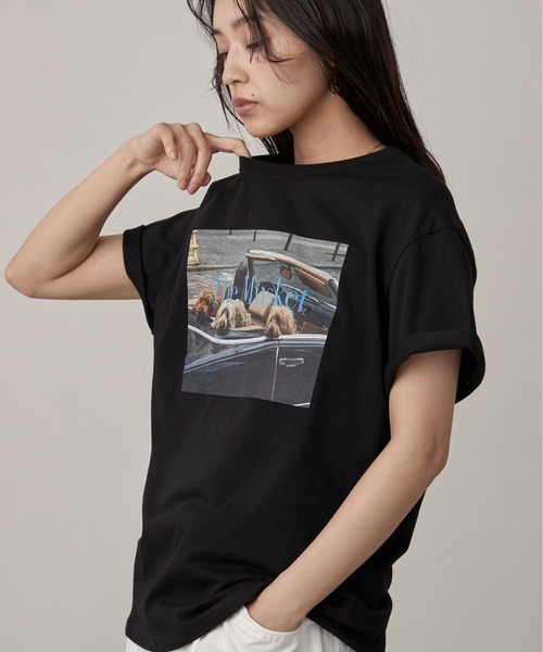 OFROOM(オフルーム)の「Dog Graphic Tee|ドッググラフィックTee(Tシャツ/カットソー・レディース・ホワイト/チャコールグレー/ブラック・FREE)」の5枚目の写真
