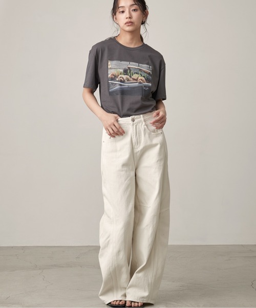 OFROOM(オフルーム)の「Dog Graphic Tee|ドッググラフィックTee(Tシャツ/カットソー・レディース・ホワイト/チャコールグレー/ブラック・FREE)」の19枚目の写真