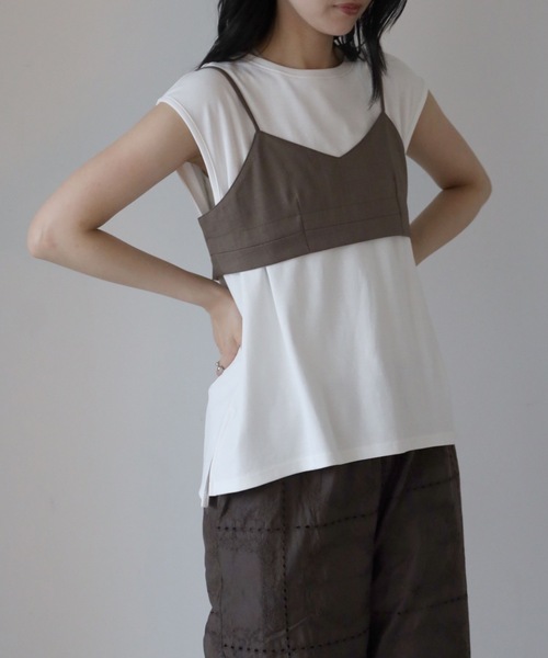 YENNA(イェンナ)の「チビブラ+タンクトップ(Tシャツ/カットソー・レディース・アイボリー/モカ/ブラック・FREE)」の3枚目の写真