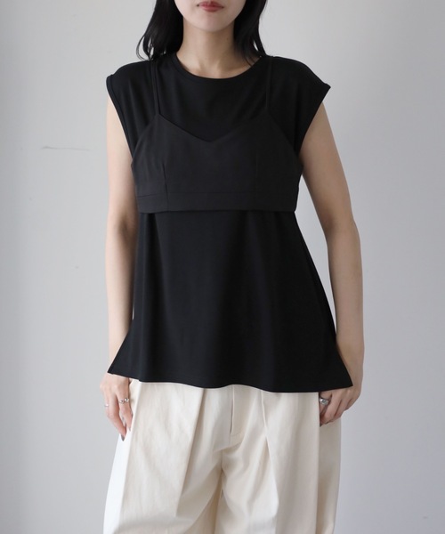 YENNA(イェンナ)の「チビブラ+タンクトップ(Tシャツ/カットソー・レディース・アイボリー/モカ/ブラック・FREE)」の10枚目の写真