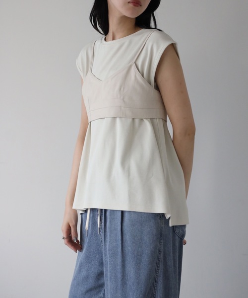 YENNA(イェンナ)の「チビブラ+タンクトップ(Tシャツ/カットソー・レディース・アイボリー/モカ/ブラック・FREE)」の6枚目の写真