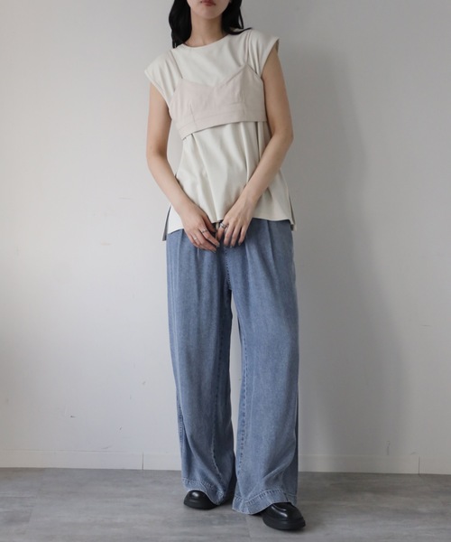 YENNA(イェンナ)の「チビブラ+タンクトップ(Tシャツ/カットソー・レディース・アイボリー/モカ/ブラック・FREE)」の7枚目の写真
