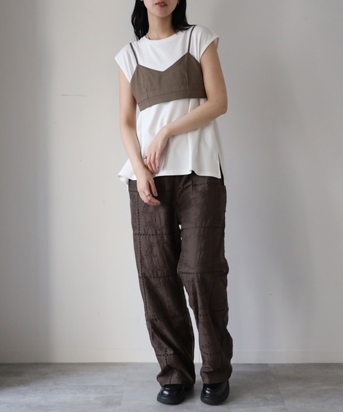 YENNA(イェンナ)の「チビブラ+タンクトップ(Tシャツ/カットソー・レディース・アイボリー/モカ/ブラック・FREE)」の11枚目の写真