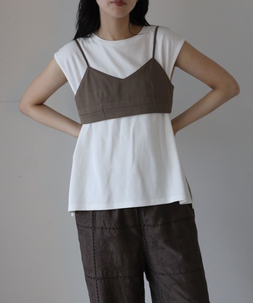 YENNA(イェンナ)の「チビブラ+タンクトップ(Tシャツ/カットソー・レディース・アイボリー/モカ/ブラック・FREE)」の13枚目の写真