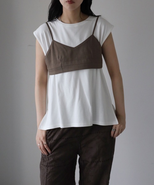 YENNA(イェンナ)の「チビブラ+タンクトップ(Tシャツ/カットソー・レディース・アイボリー/モカ/ブラック・FREE)」の14枚目の写真