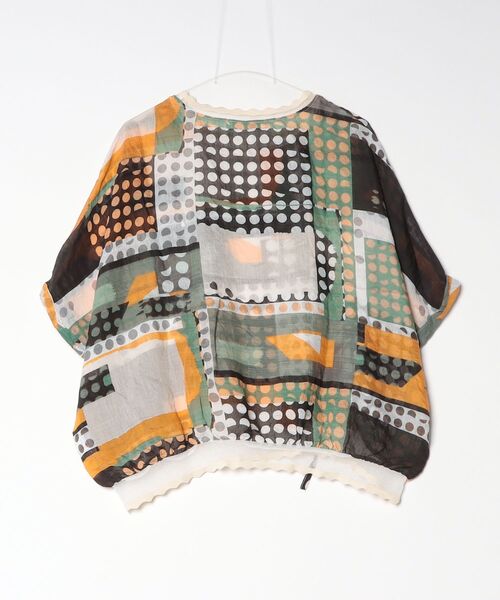 crossi（クロッシー）の「総柄サイドリボンドルマンブラウス 半端袖（シャツ/ブラウス・レディース・イエロー/グリーン・FREE）」の3枚目の写真