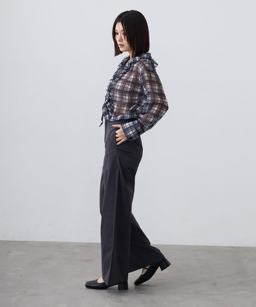 Mirette(ミレット)の「シアーチェックフリルブラウス / Sheer Check Frill Blouse(シャツ/ブラウス・レディース・ブラック/ブラウン・FREE)」の17枚目の写真