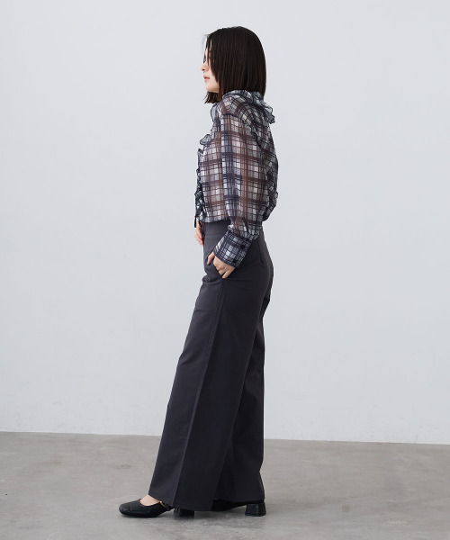 Mirette(ミレット)の「シアーチェックフリルブラウス / Sheer Check Frill Blouse(シャツ/ブラウス・レディース・ブラック/ブラウン・FREE)」の18枚目の写真