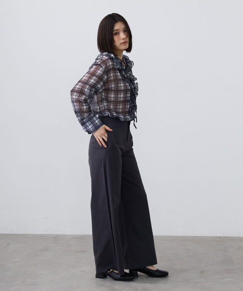 Mirette(ミレット)の「シアーチェックフリルブラウス / Sheer Check Frill Blouse(シャツ/ブラウス・レディース・ブラック/ブラウン・FREE)」の19枚目の写真