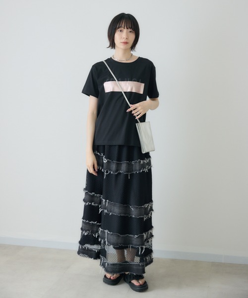 Paradise Picnic(パラダイスピクニック)の「フリンジデニム切替メッシュスカート(デニムスカート・レディース・ブラック/ブルー・FREE)」の14枚目の写真