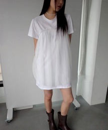 チュールレイヤードTシャツミニワンピース