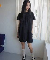 チュールレイヤードTシャツミニワンピース