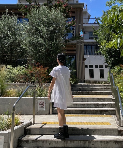 LYEON(リヨン)の「チュールレイヤードTシャツミニワンピース(ワンピース・レディース・チャコールグレー/オフホワイト/ブラック・FREE)」の10枚目の写真