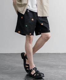 HOUSTON TWILL ALLOVER EMB EASY SHORTS コットンツイル総柄刺繍イージーワイドショートパンツ