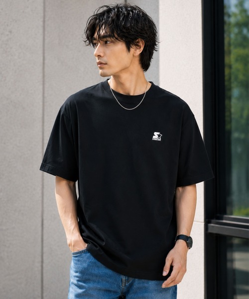 STARTER（スターター）の「STARTER スターター メンズTシャツ ワンポイントロゴ（Tシャツ/カットソー・メンズ・アッシュグレー/ホワイト/ブラック・M/L/XL）」の2枚目の写真