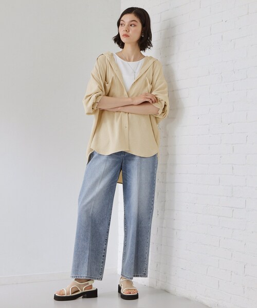 THE SHOP TK （ザ ショップ ティーケー ）の「【夏のUV対策に】ひんやり/UV/防しわ フーディシャツ（シャツ/ブラウス・レディース・ブラック/ダークブラウン/アイボリー・12/13）」の11枚目の写真