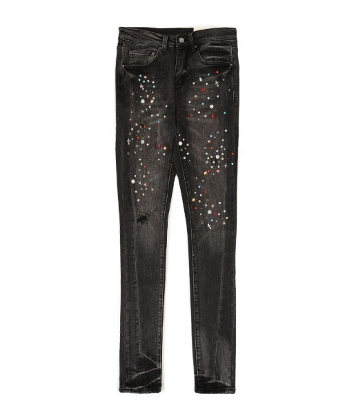 mnml（ミニマル）の「【mnml】SKINNY CRYSTAL DENIM [I] / 2カラー [26ML-SP612D]（デニムパンツ・メンズ・ブラック/ブルー・30/28/32/29/34/36/38）」の2枚目の写真