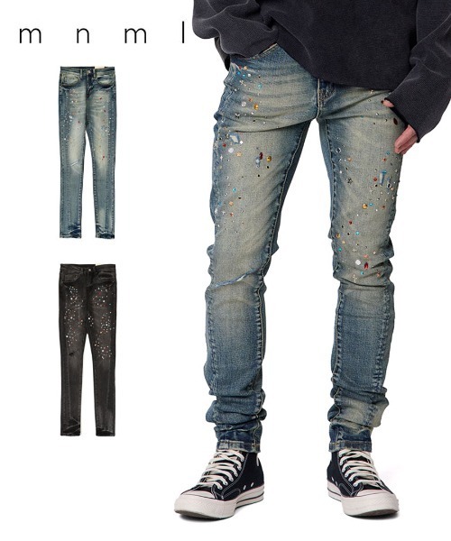 mnml（ミニマル）の「【mnml】SKINNY CRYSTAL DENIM [I] / 2カラー [26ML-SP612D]（デニムパンツ・メンズ・ブラック/ブルー・30/28/32/29/34/36/38）」の3枚目の写真