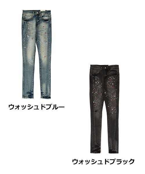 mnml（ミニマル）の「【mnml】SKINNY CRYSTAL DENIM [I] / 2カラー [26ML-SP612D]（デニムパンツ・メンズ・ブラック/ブルー・30/28/32/29/34/36/38）」の4枚目の写真
