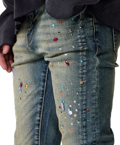 mnml（ミニマル）の「【mnml】SKINNY CRYSTAL DENIM [I] / 2カラー [26ML-SP612D]（デニムパンツ・メンズ・ブラック/ブルー・30/28/32/29/34/36/38）」の5枚目の写真