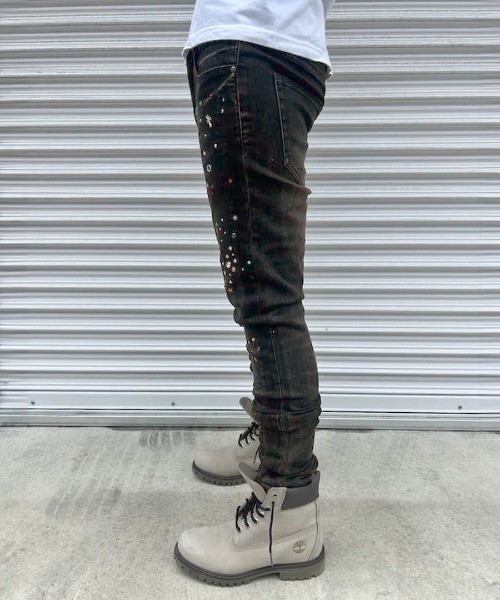 mnml（ミニマル）の「【mnml】SKINNY CRYSTAL DENIM [I] / 2カラー [26ML-SP612D]（デニムパンツ・メンズ・ブラック/ブルー・30/28/32/29/34/36/38）」の6枚目の写真