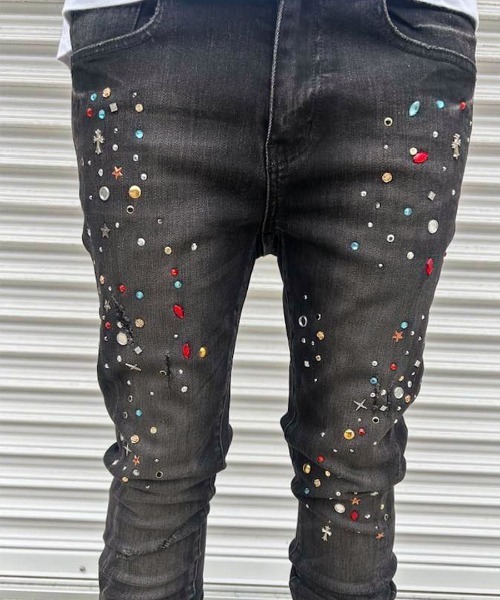 mnml（ミニマル）の「【mnml】SKINNY CRYSTAL DENIM [I] / 2カラー [26ML-SP612D]（デニムパンツ・メンズ・ブラック/ブルー・30/28/32/29/34/36/38）」の7枚目の写真