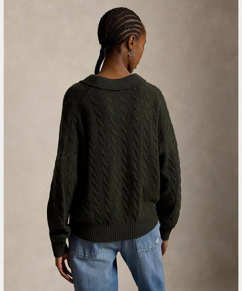 POLO RALPH LAUREN(ポロ ラルフ ローレン)の「ケーブル ウールカシミヤ ポロカラー セーター(ニット/セーター・レディース・グリーン・S/M/XS/L)」の3枚目の写真