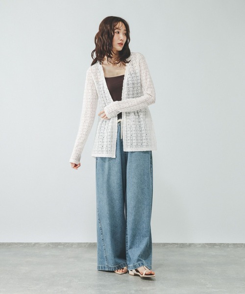 GLOBAL WORK（グローバルワーク）の「シャーリングレースペプラム/1046552（Tシャツ/カットソー・レディース・オフホワイト/ブラック・MEDIUM/LARGE）」の4枚目の写真