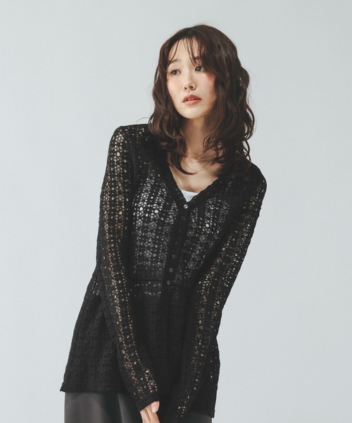 GLOBAL WORK（グローバルワーク）の「シャーリングレースペプラム/1046552（Tシャツ/カットソー・レディース・オフホワイト/ブラック・MEDIUM/LARGE）」の11枚目の写真