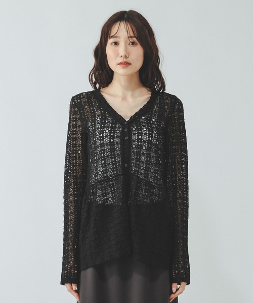 GLOBAL WORK（グローバルワーク）の「シャーリングレースペプラム/1046552（Tシャツ/カットソー・レディース・オフホワイト/ブラック・MEDIUM/LARGE）」の13枚目の写真