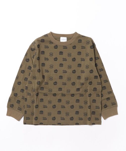GROOVY COLORS(グルービーカラーズ)の「GC All-over print L/S Tee(Tシャツ/カットソー・キッズ・カーキ/ブラック・115cm/125cm)」の1枚目の写真
