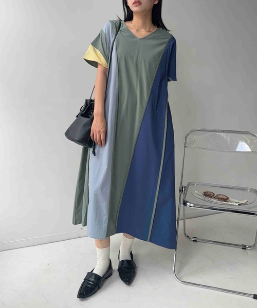 AS KNOW AS plus(アズノゥアズプラス)の「☆ひんやり冷感 配色いろいろ半袖ロングワンピース(ワンピース・レディース・ベージュ系/ライトグリーン系/ネイビー系・FREE)」の22枚目の写真