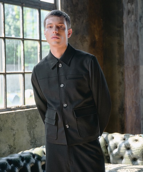 Regen Glanz（レーゲングランツ）の「Asymmetric Faux Double Pocket Jacket / アシメントリックフェイクダブルポケットジャケット（ブルゾン・メンズ・ブラック・MEDIUM/LARGE/SMALL）」の6枚目の写真