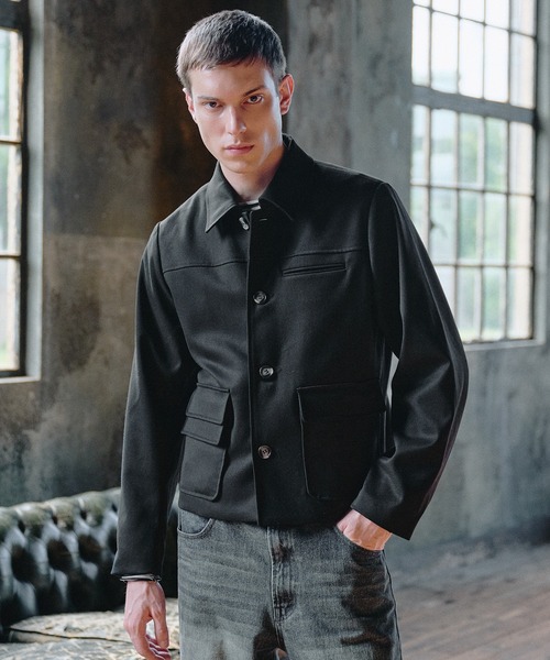 Regen Glanz（レーゲングランツ）の「Asymmetric Faux Double Pocket Jacket / アシメントリックフェイクダブルポケットジャケット（ブルゾン・メンズ・ブラック・MEDIUM/LARGE/SMALL）」の8枚目の写真