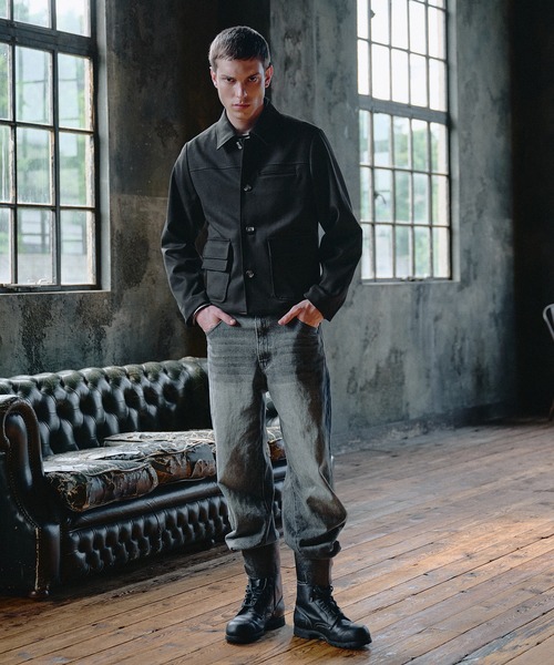 Regen Glanz（レーゲングランツ）の「Asymmetric Faux Double Pocket Jacket / アシメントリックフェイクダブルポケットジャケット（ブルゾン・メンズ・ブラック・MEDIUM/LARGE/SMALL）」の15枚目の写真