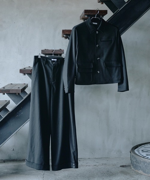 Regen Glanz（レーゲングランツ）の「Asymmetric Faux Double Pocket Jacket / アシメントリックフェイクダブルポケットジャケット（ブルゾン・メンズ・ブラック・MEDIUM/LARGE/SMALL）」の3枚目の写真