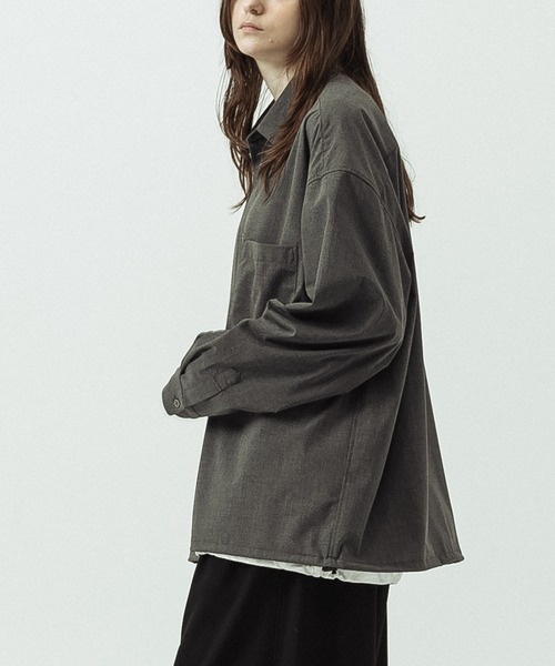 SLICK（スリック）の「【SLICK/スリック】T/R Stretch Gabardine Drawstring Shirt/T/R ストレッチギャバジンドローストリングシャツ/オーバーサイズ/リラックス（シャツ/ブラウス・メンズ・ブラック/ブラウン/チャコールグレー・1/3/2）」の14枚目の写真