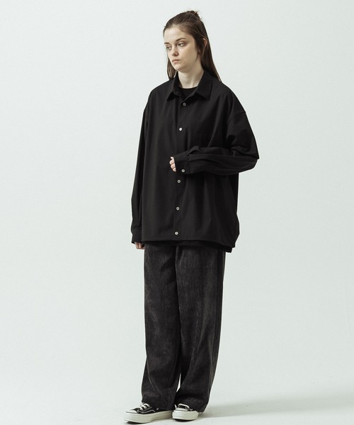 SLICK（スリック）の「【SLICK/スリック】T/R Stretch Gabardine Drawstring Shirt/T/R ストレッチギャバジンドローストリングシャツ/オーバーサイズ/リラックス（シャツ/ブラウス・メンズ・ブラック/ブラウン/チャコールグレー・1/3/2）」の7枚目の写真